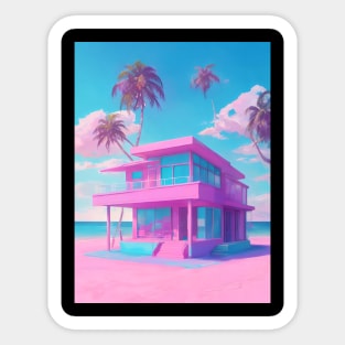 Synthwave beach home Sticker